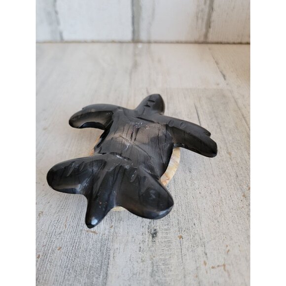 Stone carved Turtle black unique vintage figure home decor - Picture 6 of 7